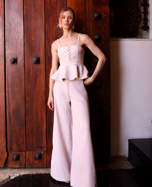 Pantalon atemporal de talle alto y corte palazzo