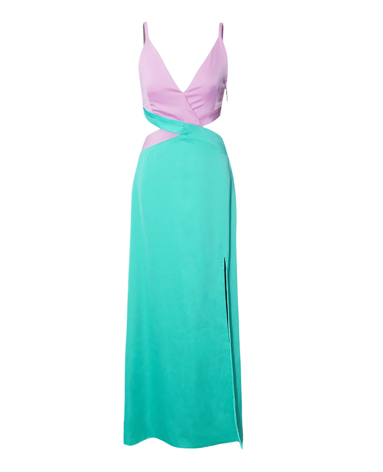 Vestido maxi con cintura imperio y hombros descubiertos con abertura Lila